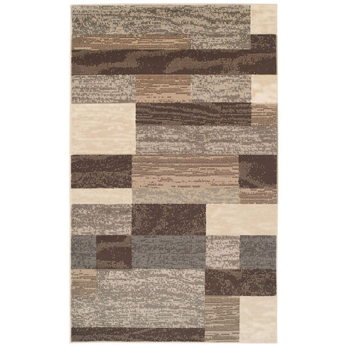 12' Beige Slate Gray And Brown Patchwork Runner Rug